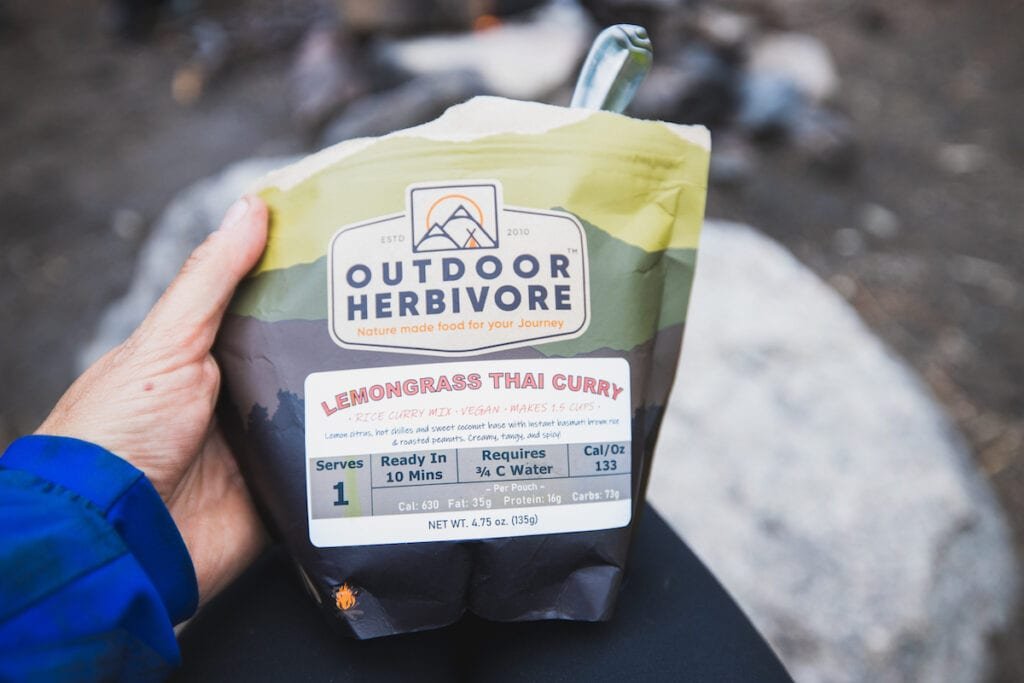 Outdoor Herbivore Thai Curry // A complete guide to the best lightweight vegan backpacking food ideas from breakfast to dinner that are delicious, easy, & healthy.
