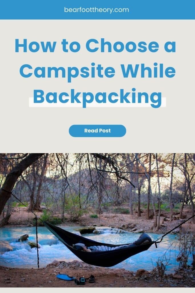 Alaina Hermiston in a hammock at the Havasu Falls campground with text that reads "How to Choose a Campsite While Backpacking"