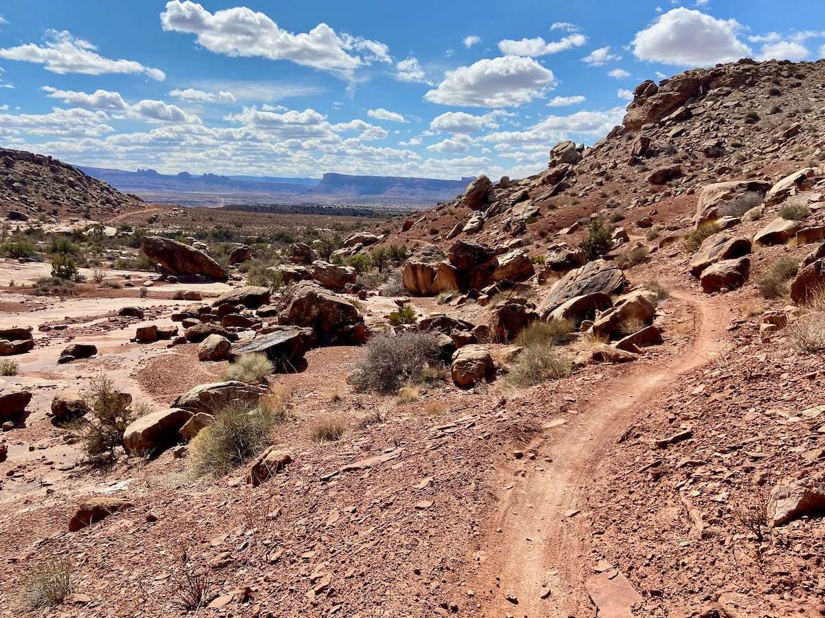 Red dirt mountain bike trail in Moab