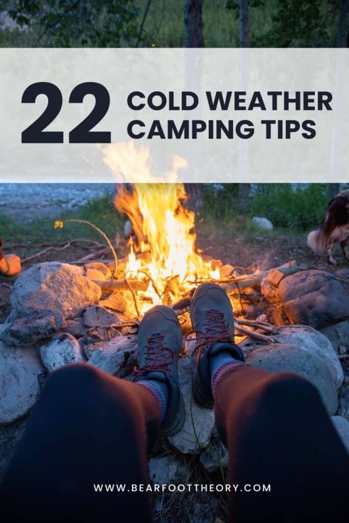 Blog post sharing cold weather camping tips for staying cozy and dry