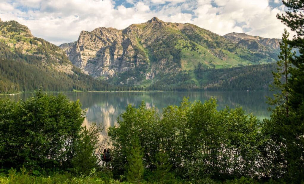 Landscape views of Phelps Lake in Grand Teton National Park in Wyoming