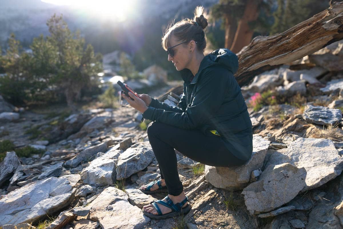 Alaina Hermiston using a Garmin InReach