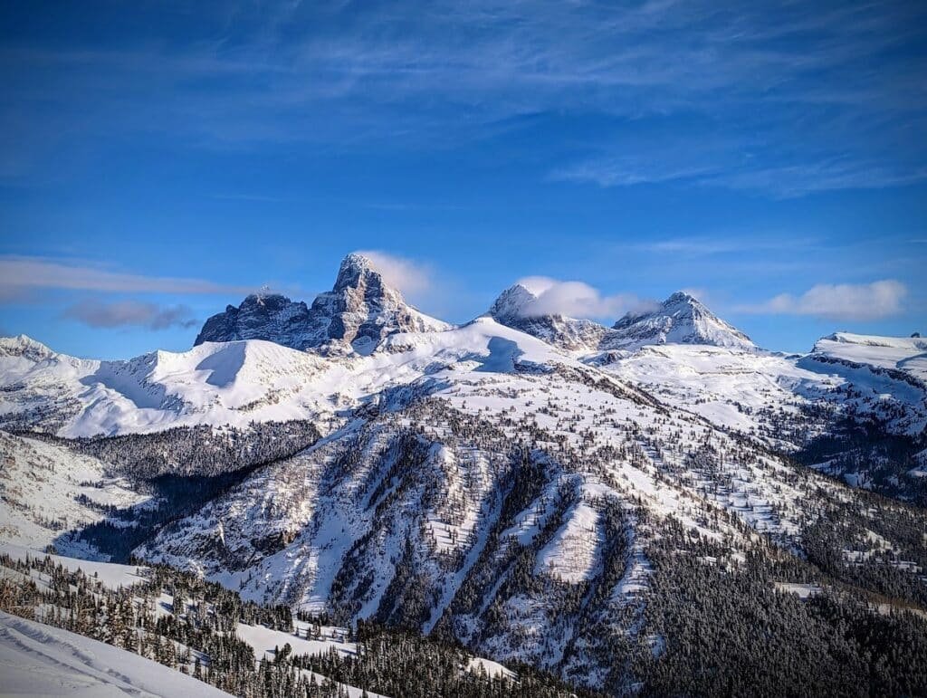 Wyoming mountain range covered in snow