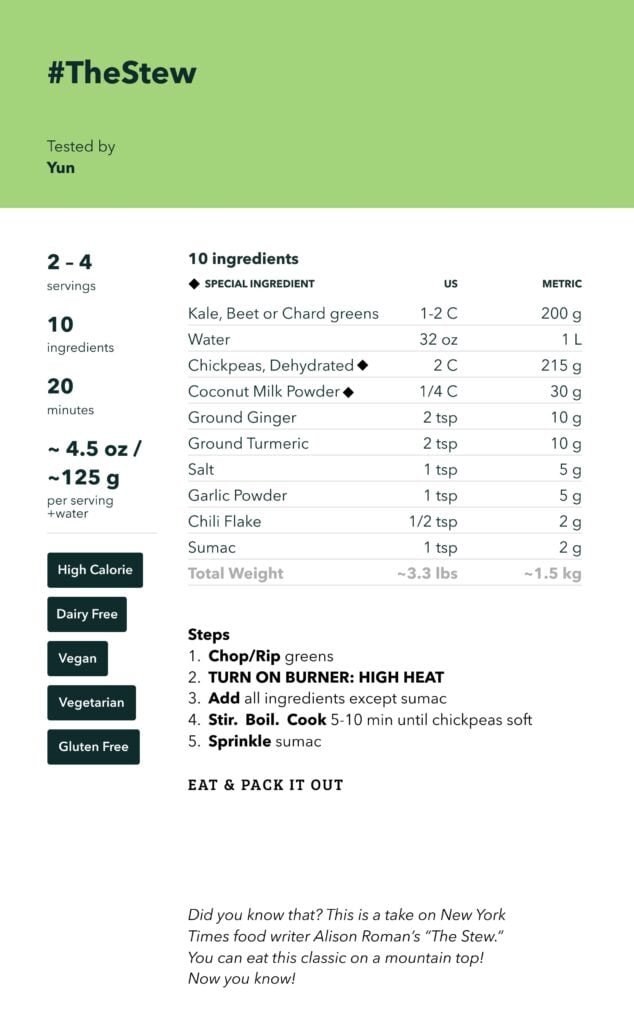 Chickpea stew recipe card