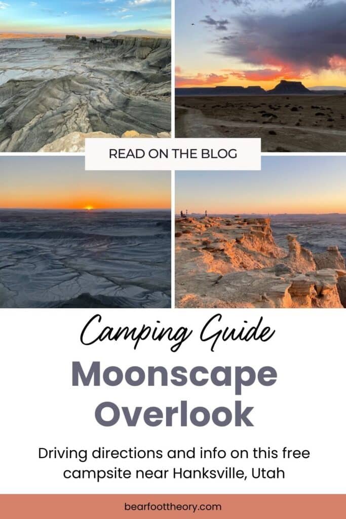 Pinterest image with four photos of Moonscape Overlook in Utah